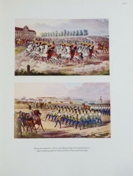 Alter Druck von 1941 - Ulanentrompeter / Ungarische Linieninfanterie . Zwei Lithographien nach Johann Nepomuk Hoechle - alter Druck